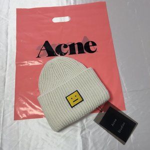 Acne Studios Beige Ribbed Beanie Yellow
